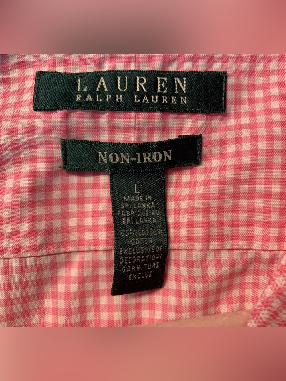 Lauren Ralph Lauren Pink Gingham Button-Down Shirt - L - Picture 2 of 5